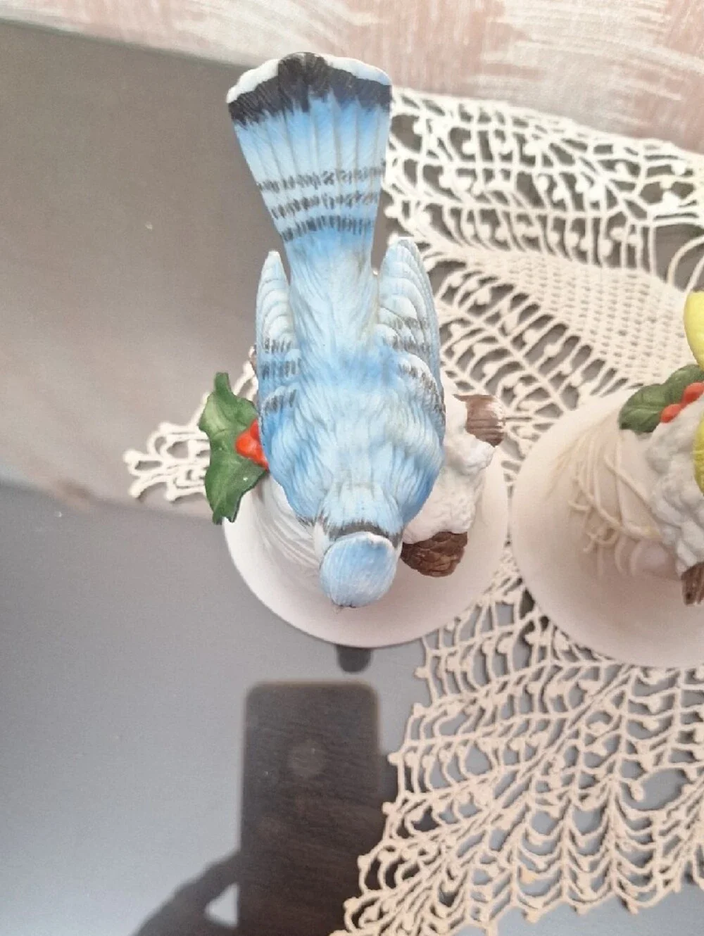 Ceramic Bird Bell Set - Blue, Yellow, Red Decorative Perches